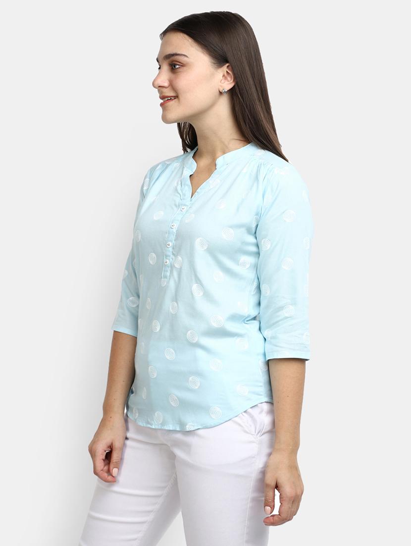 light blue rayon regular top - 21051432 - Standard Image - 1