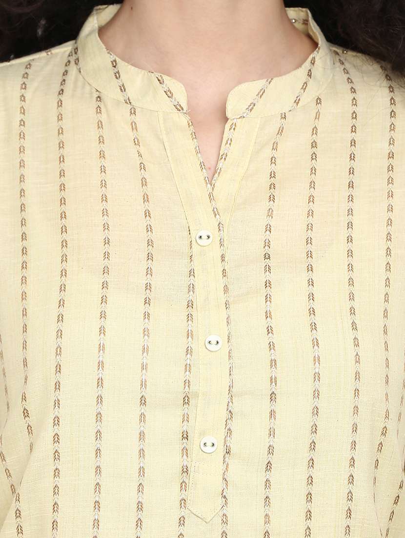 yellow printed rayon regular top - 21051513 -  Standard Image - 4