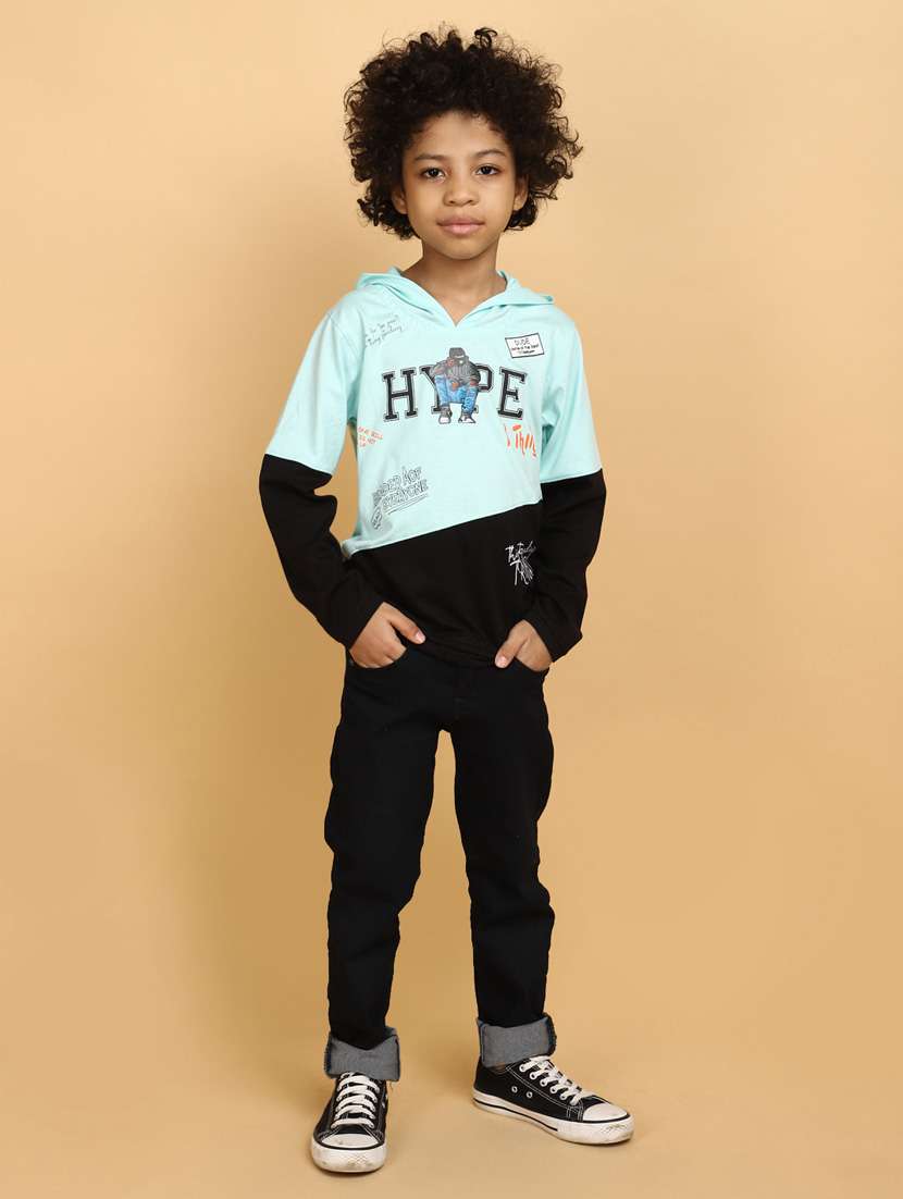 boys color block hooded cotton t-shirt - 21051515 -  Standard Image - 4