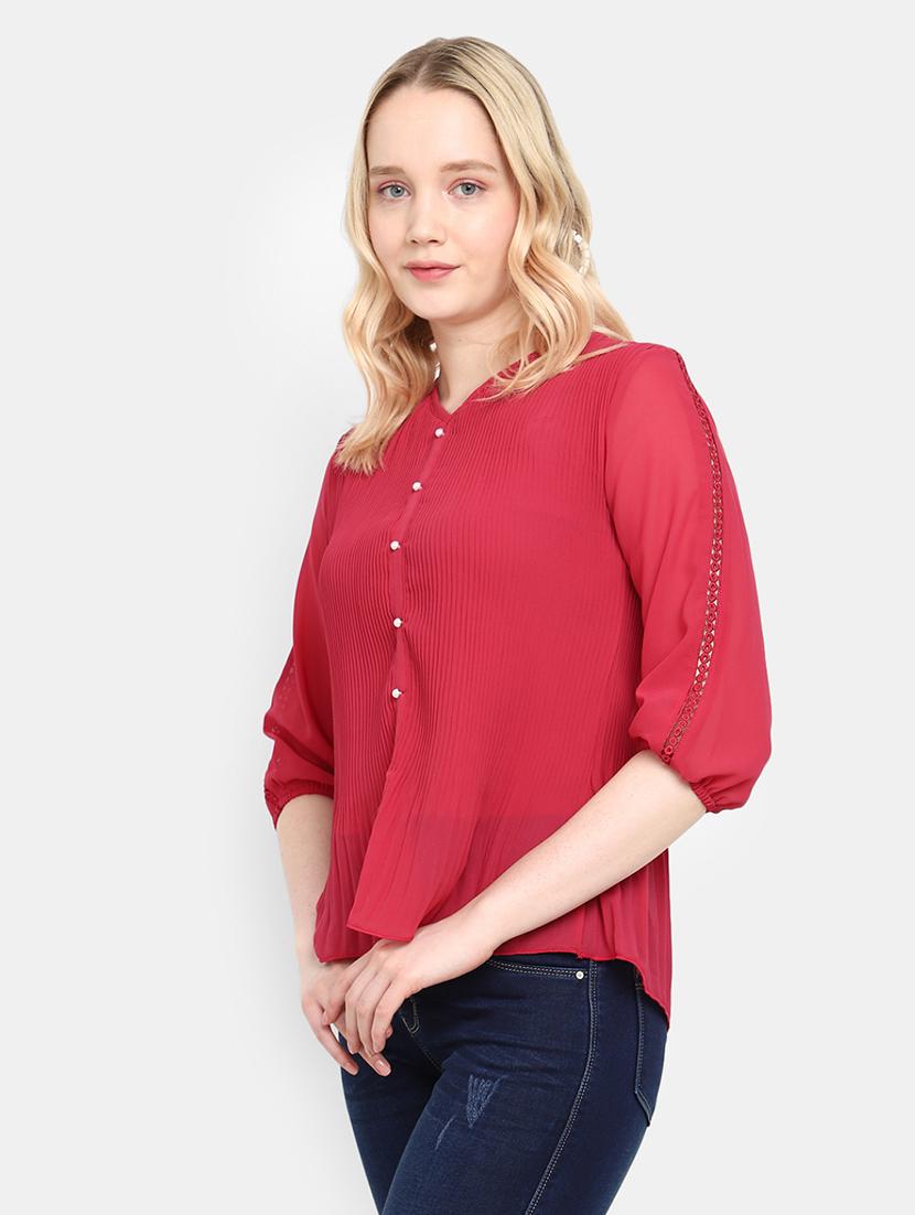 pink self design cotton regular top - 21051602 - Standard Image - 1