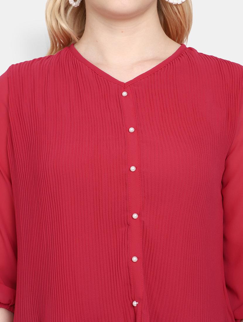 pink self design cotton regular top - 21051602 - Standard Image - 4