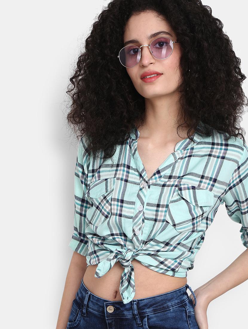sea green checked regular top - 21051733 - Standard Image - 4