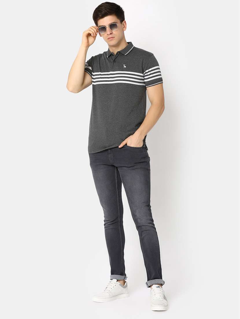 anthra melange poly cotton single jersey tshirt - 21051744 -  Standard Image - 4