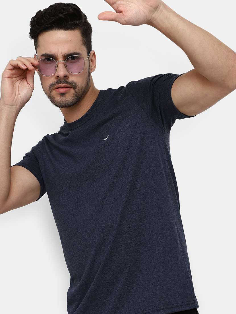 blue melange cotton single jersey tshirt - 21051754 -  Standard Image - 1