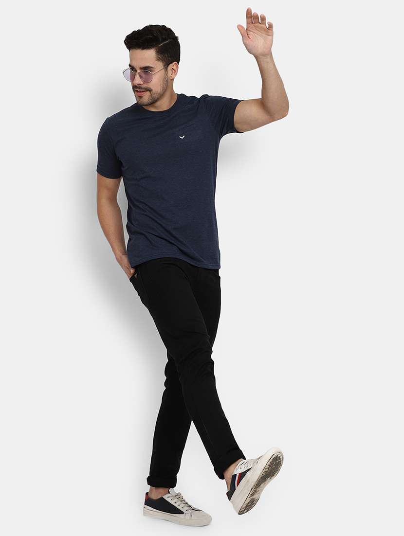 blue melange cotton single jersey tshirt - 21051754 -  Standard Image - 4