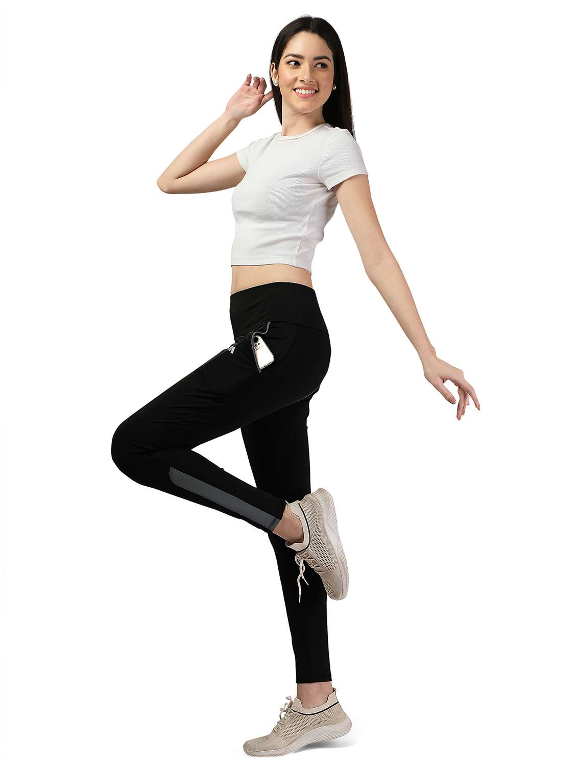 solid high rise slim fit yoga jeggings - 21051832 - Standard Image - 4