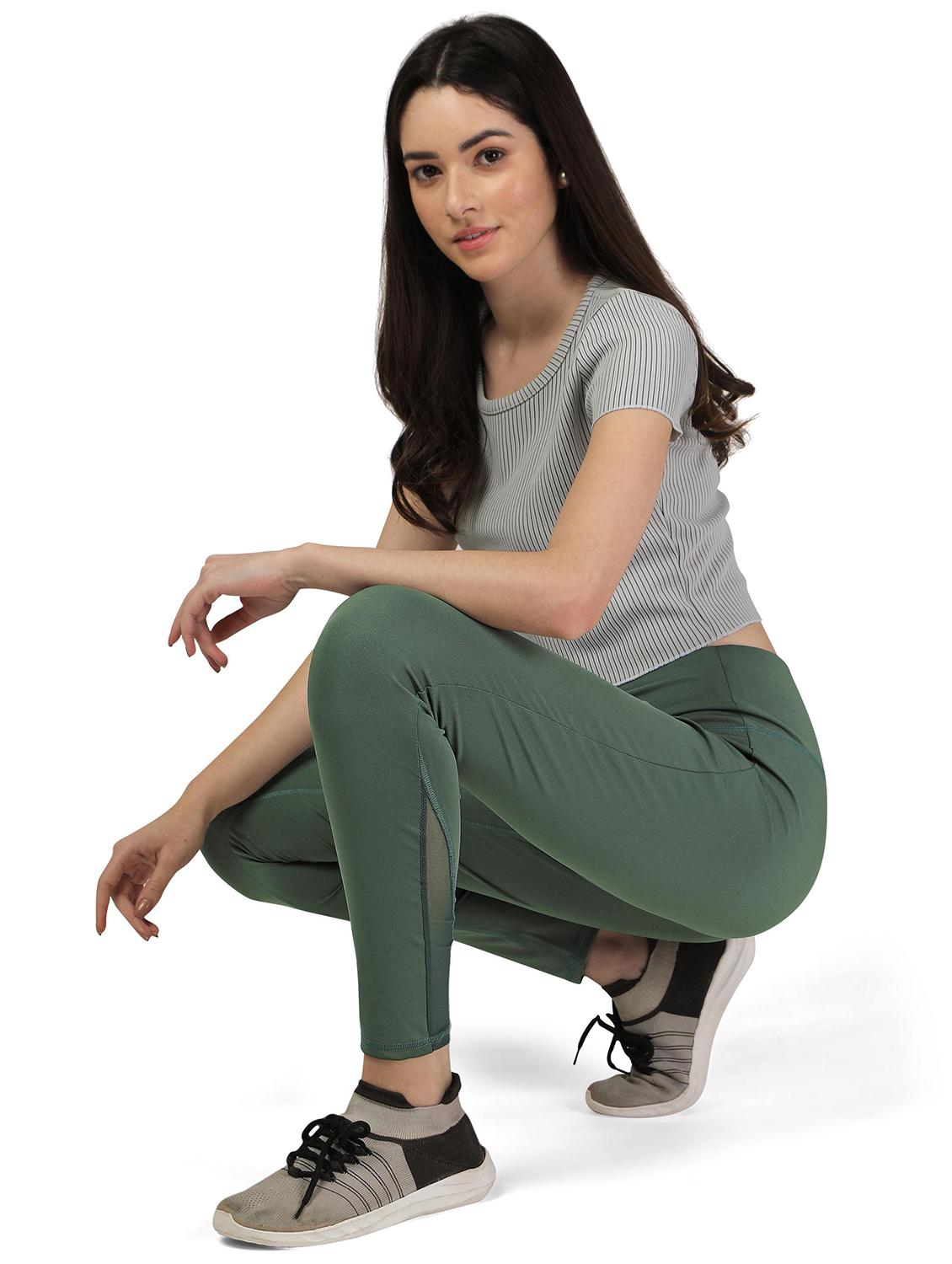 women solid high rise slim fit yoga pant - 21051839 - Standard Image - 4