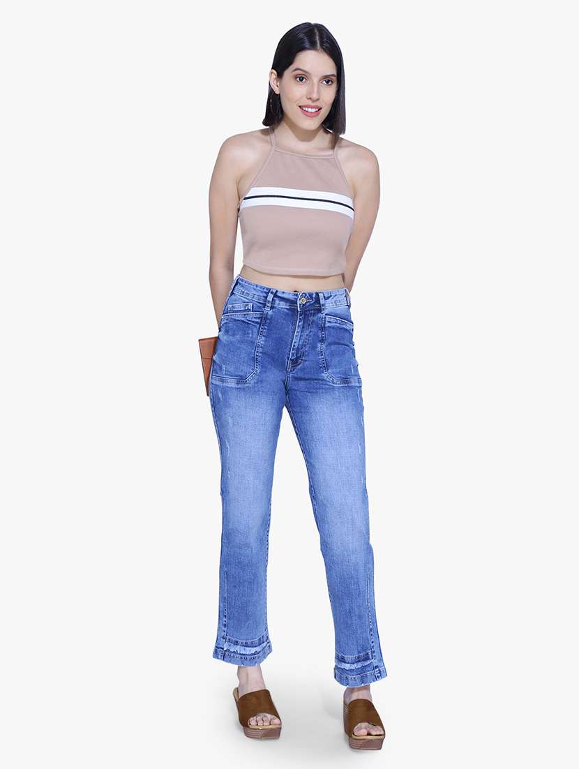 women high rise plain jean - 21052070 - Standard Image - 4