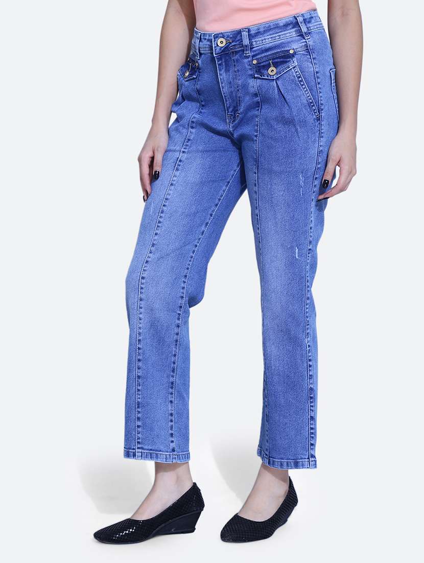 women high rise plain jean - 21052121 -  Standard Image - 1