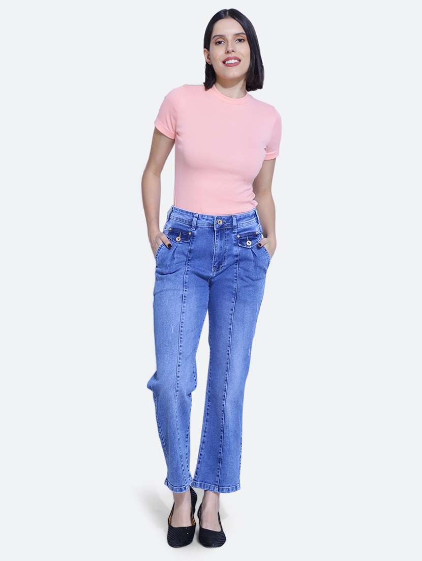 women high rise plain jean - 21052121 -  Standard Image - 4