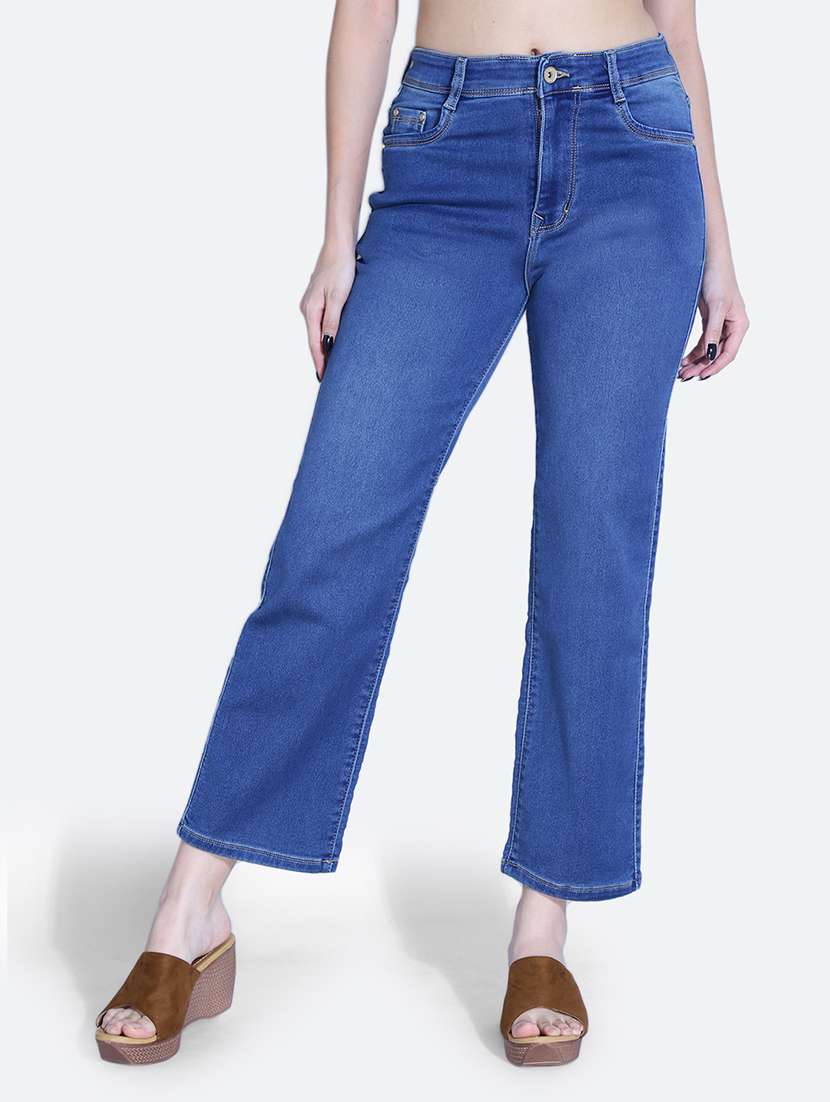 women high rise plain jean