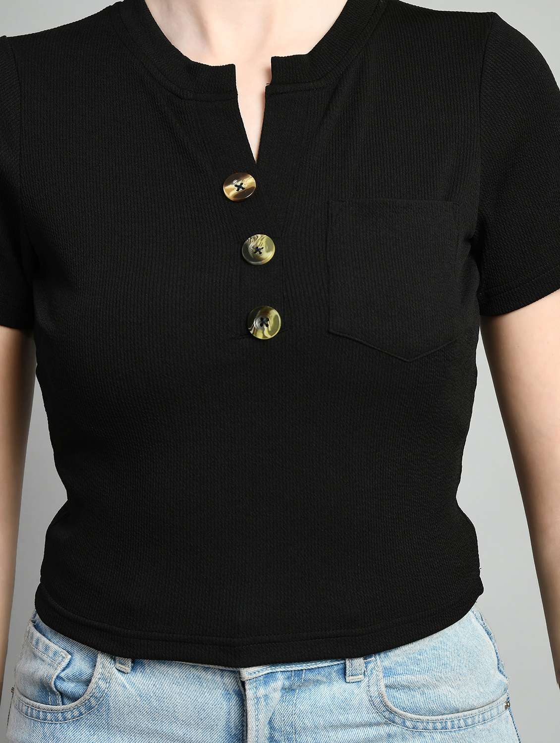 women black solids short sleeves top - 21052454 - Standard Image - 4