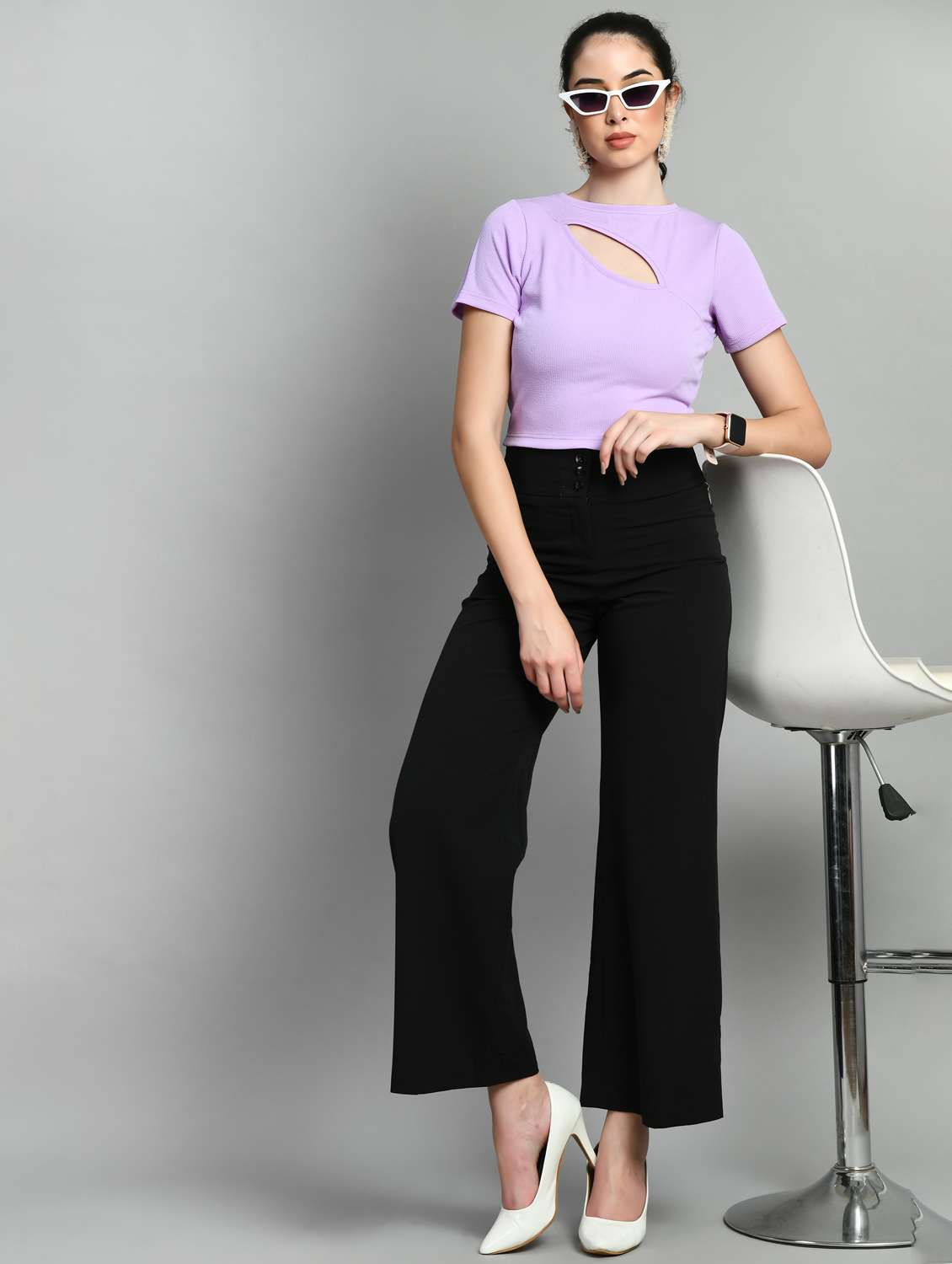 women solid lavender crop top - 21052598 - Standard Image - 4