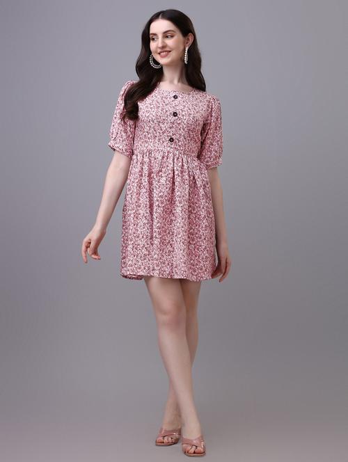 pink floral printed detailed dress - 21052665 -  Standard Image - 0
