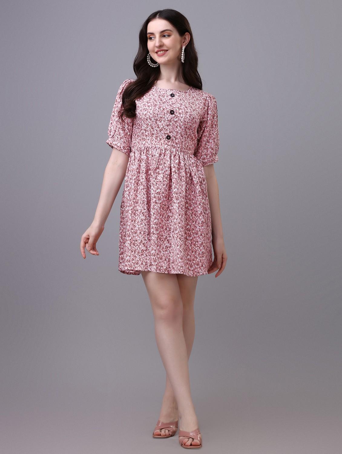 pink floral printed detailed dress - 21052665 -  Zoom Image - 0