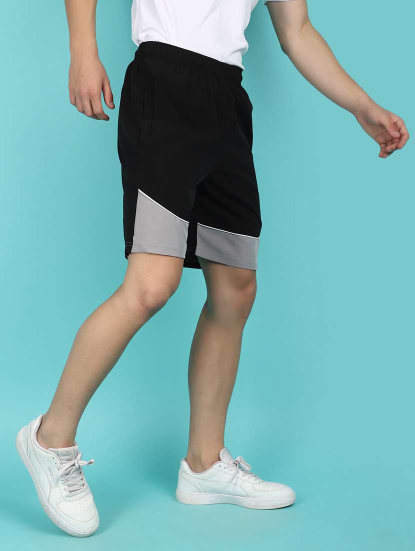 black color block cotton short - 21053717 -  Standard Image - 1