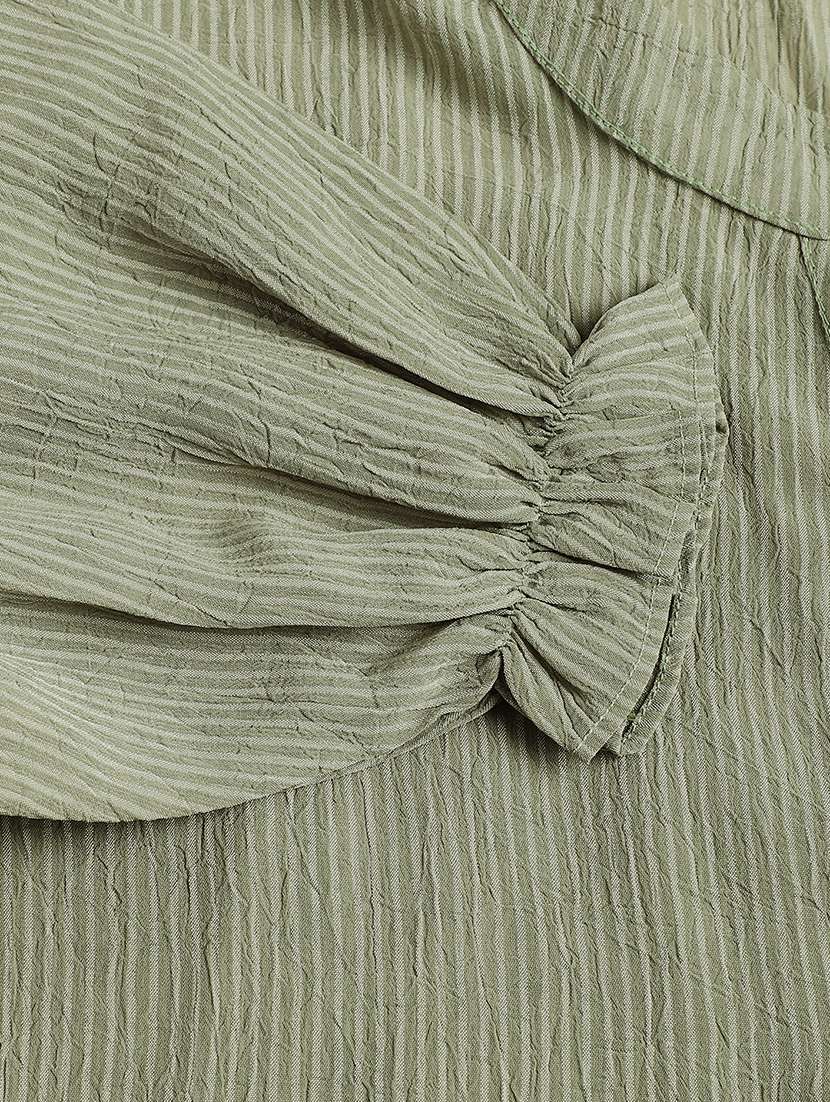 women olive stripes tiered dress - 21054093 -  Standard Image - 6