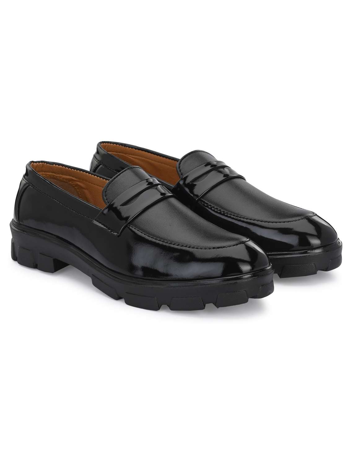 men black slip on platform loafers