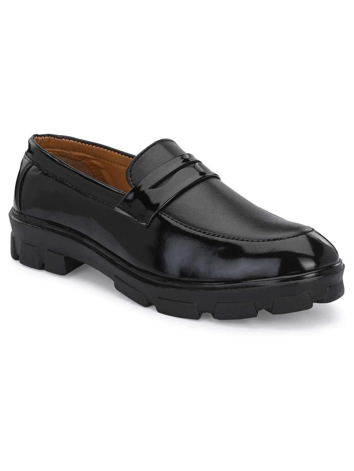 men black slip on platform loafers - 21054487 -  Standard Image - 1