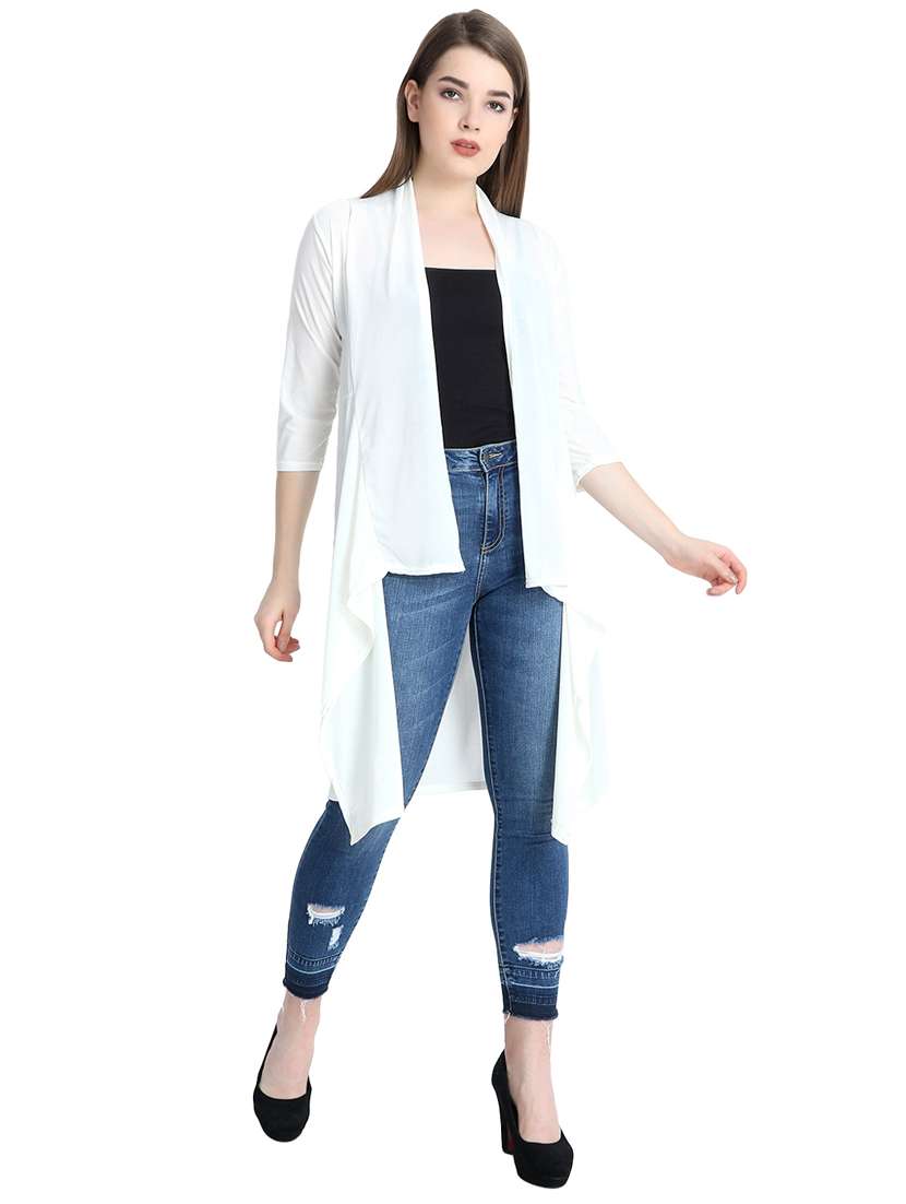 women solid asymmetric shrug - 21054489 - Standard Image - 1