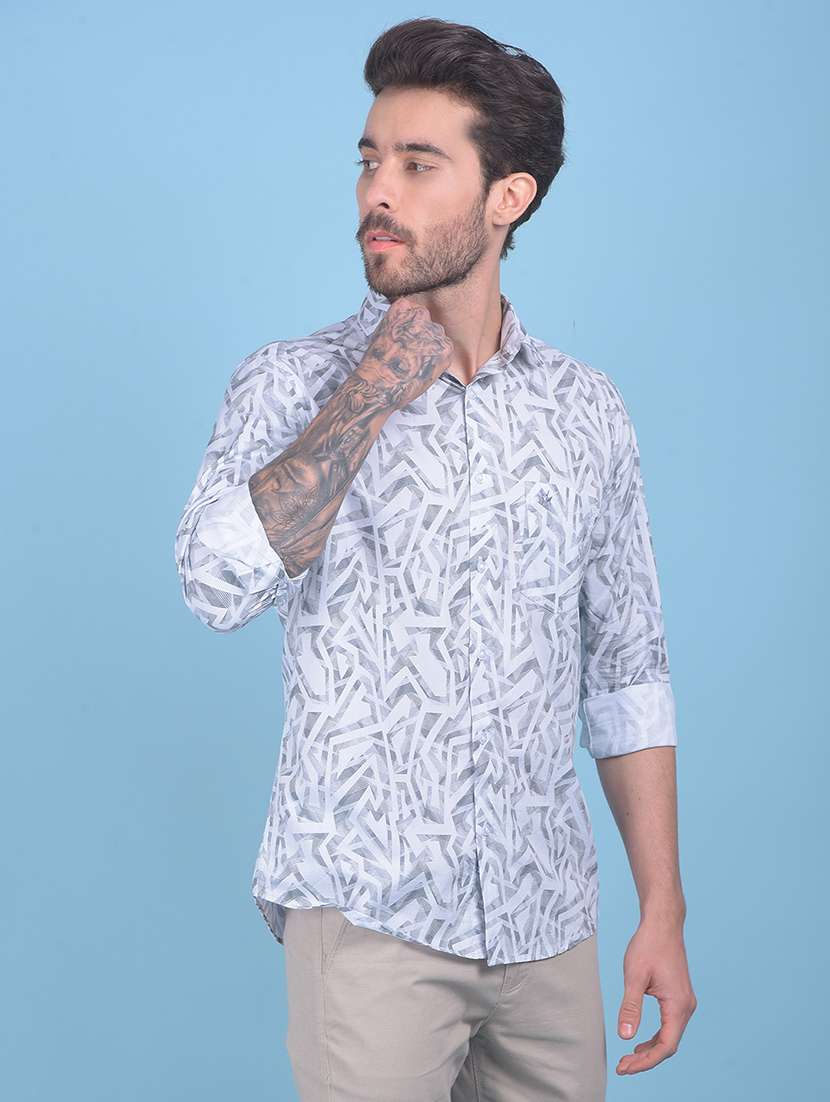 men long sleeved printed casual shirt - 21054754 -  Standard Image - 1
