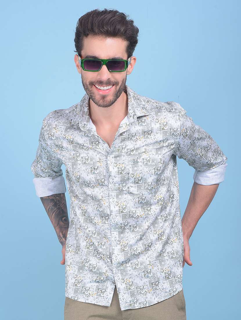 men printed cotton casual shirt