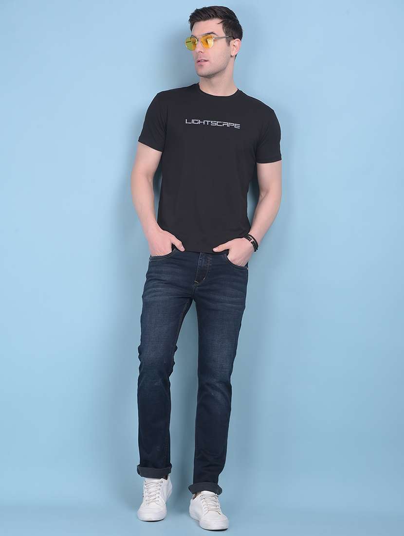men round neck chest printed t-shirt - 21054823 -  Standard Image - 4