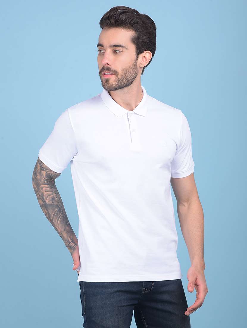 men polo neck solid t-shirt