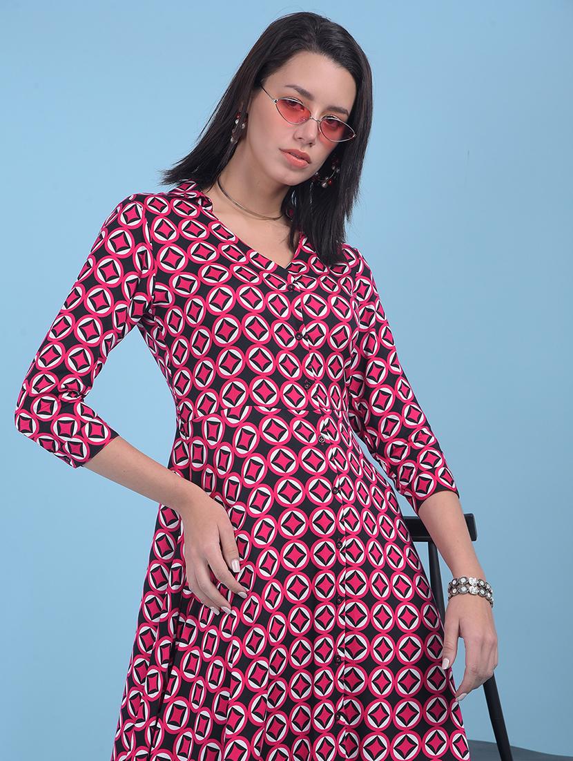 women black printed high low detailed dress - 21054865 - Standard Image - 4