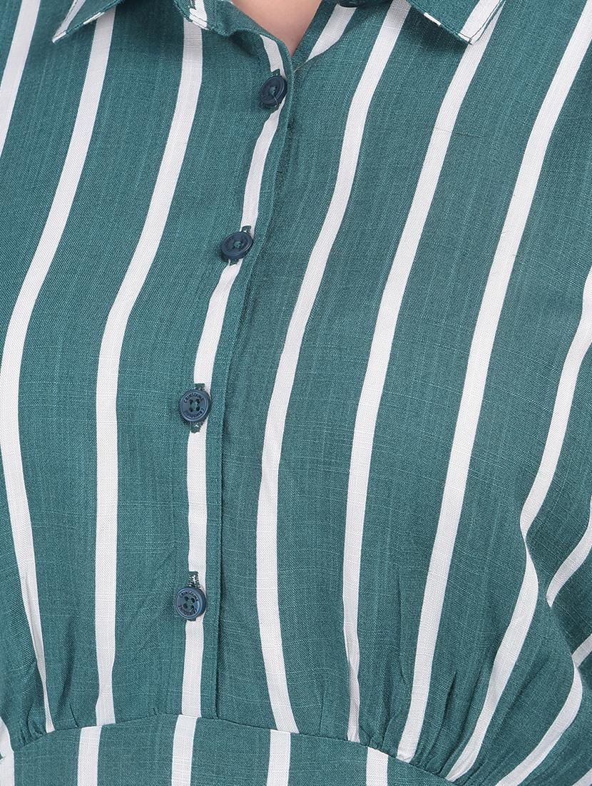 women green striped printed a-line dress - 21054875 - Standard Image - 4