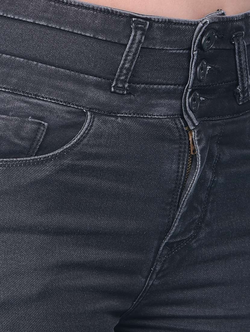 women solid high rise plain jean - 21054883 -  Standard Image - 4