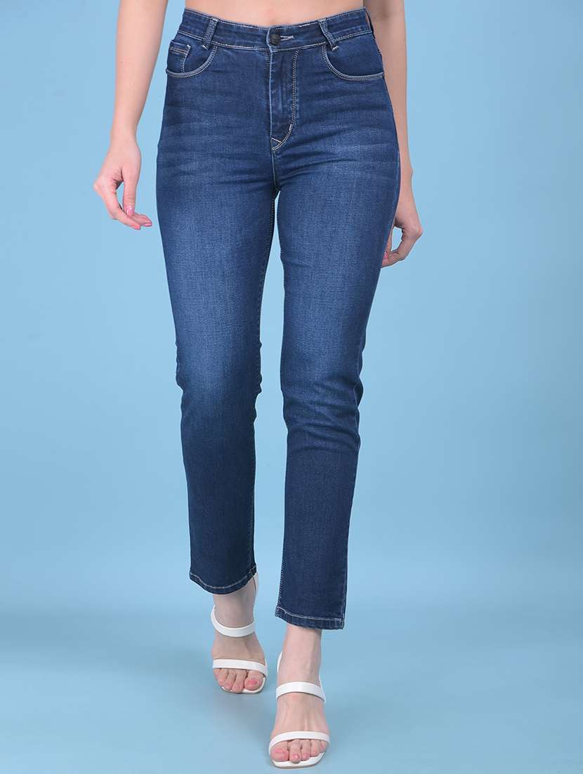 women mid rise washed denim jeans