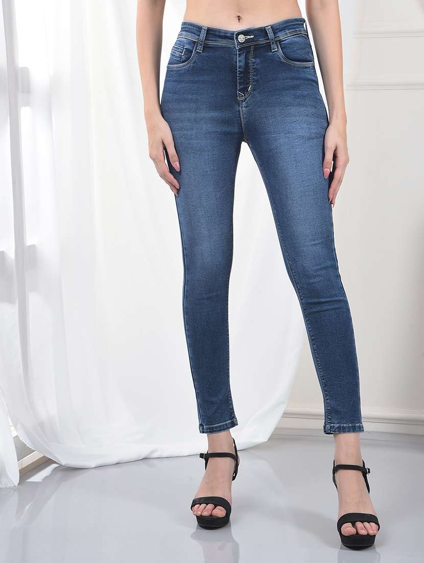 women solid mid rise plain jean