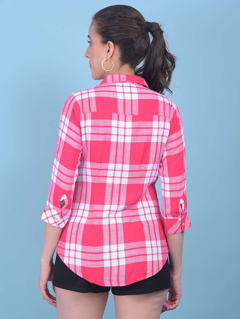 women pink checked printed casual shirt - 21054909 -  Standard Image - 1