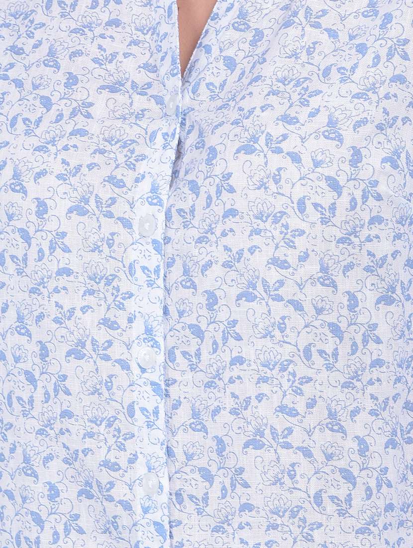 women white & blue floral printed shirt - 21054936 -  Standard Image - 4