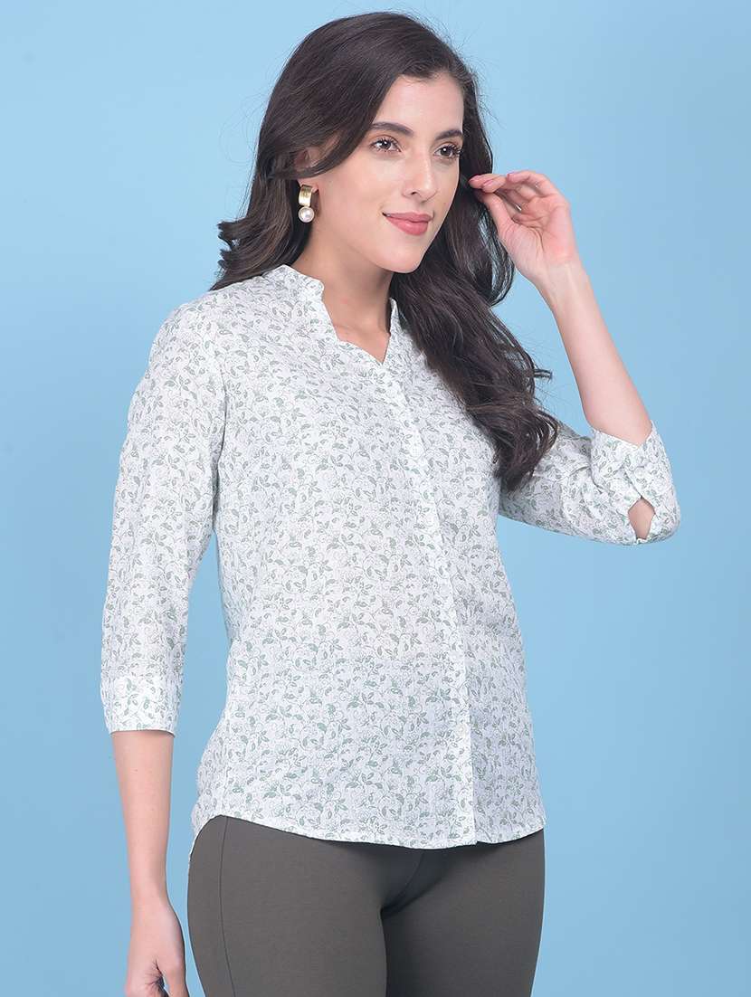 women white & green floral printed shirt - 21054937 -  Standard Image - 1