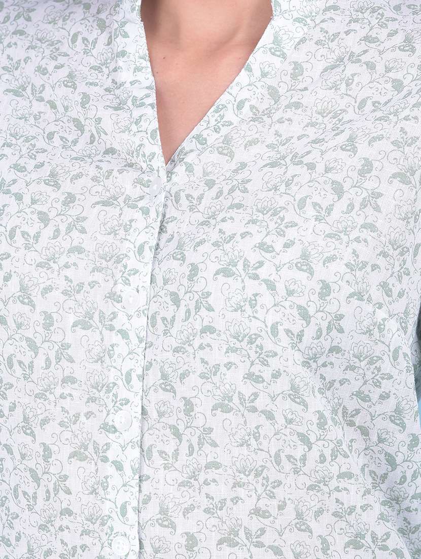 women white & green floral printed shirt - 21054937 -  Standard Image - 4