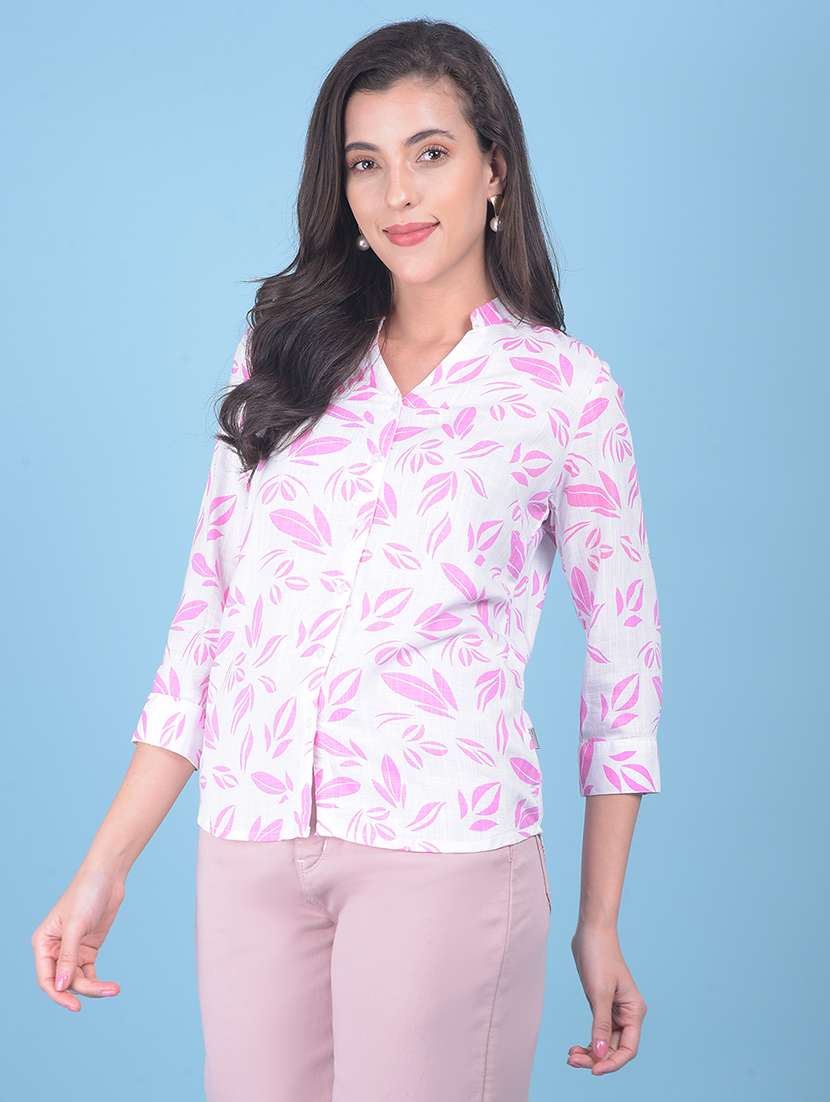 women white & pink floral printed shirt - 21054952 -  Standard Image - 1