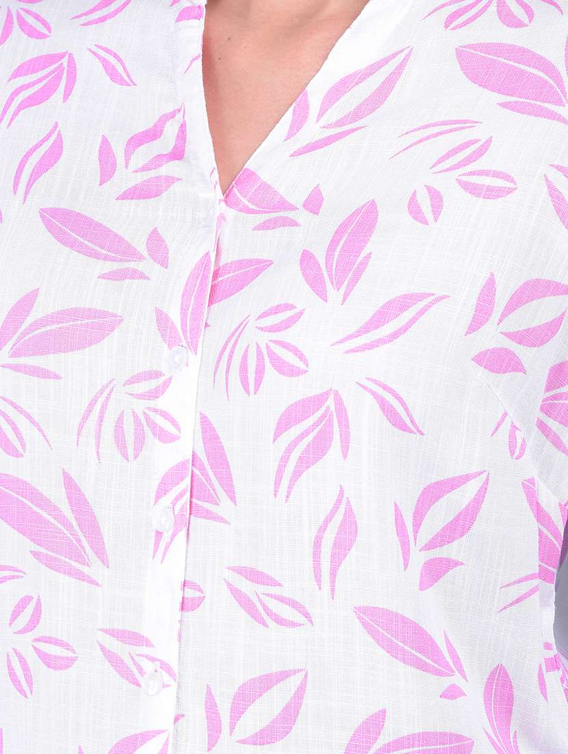 women white & pink floral printed shirt - 21054952 -  Standard Image - 4