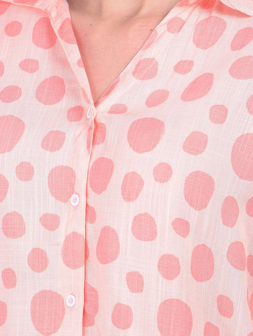 pink printed viscose crop shirt - 21054956 - Standard Image - 4