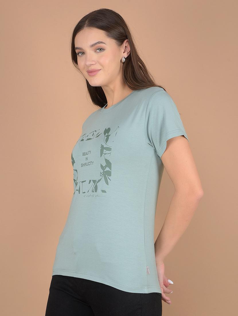 round neck front printed t-shirt - 21055000 -  Standard Image - 1