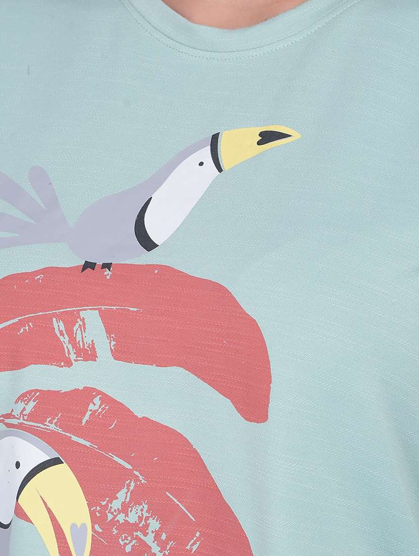 round neck graphic printed crop t-shirt - 21055002 -  Standard Image - 4