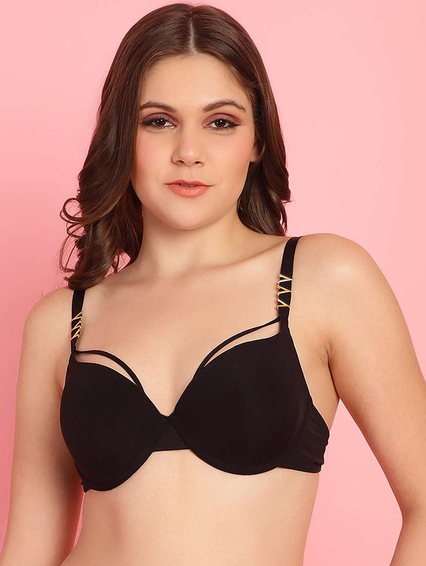 black polyester push up bra