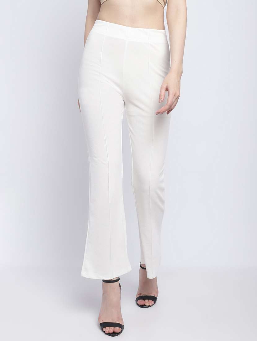 white lycra bootcut trouser
