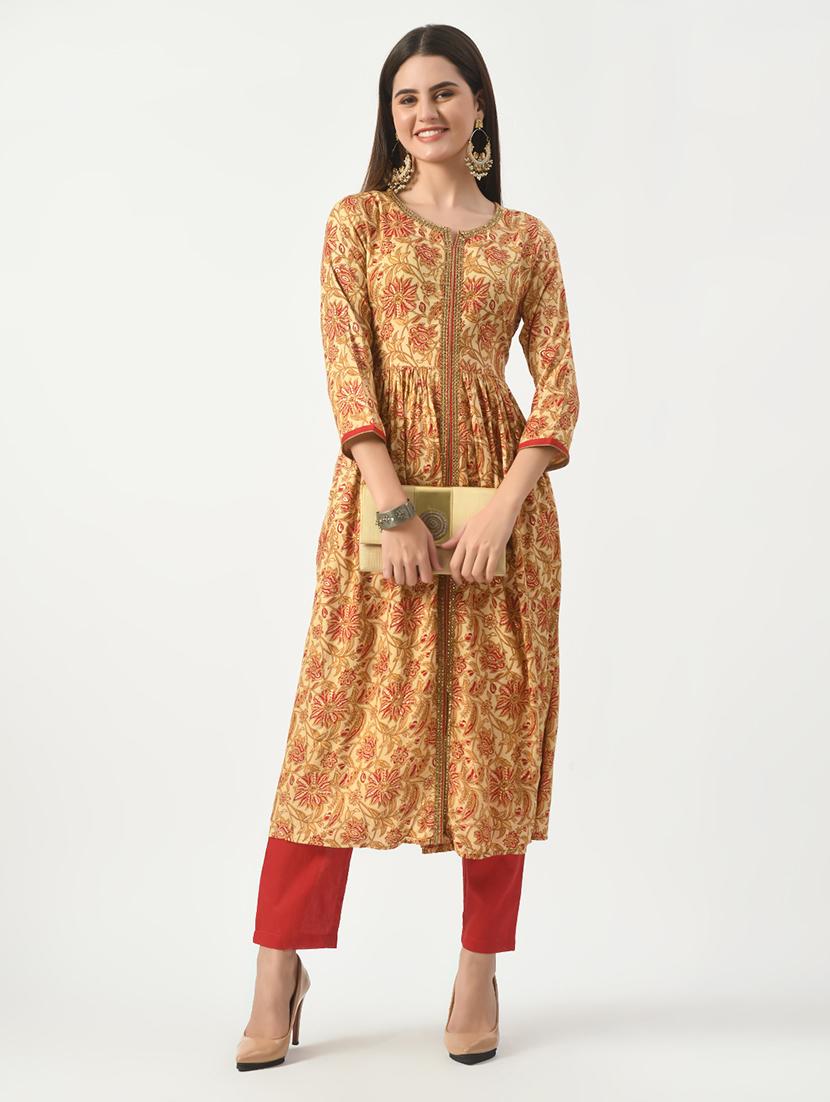 women three quarter sleeve kurta pant set - 21055998 - Standard Image - 1