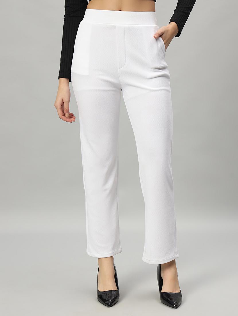 solid white flat front trouser - 21056012 -  Zoom Image - 0