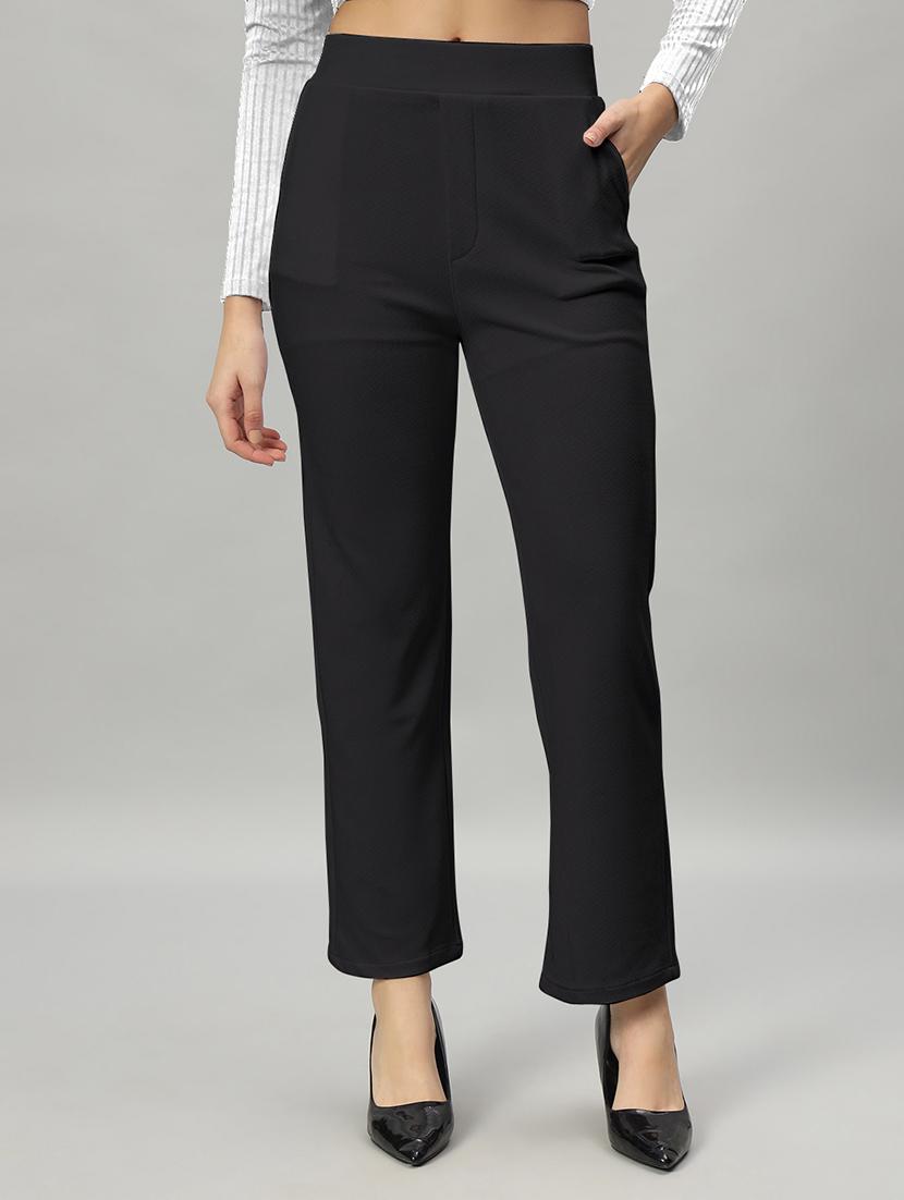 women mid-rise solid flat front trouser - 21056013 -  Zoom Image - 0