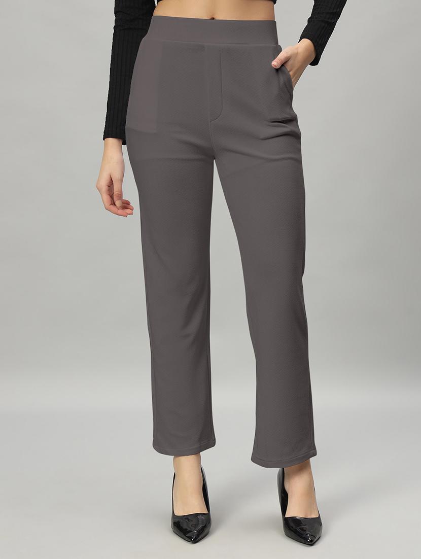 women mid-rise solid flat front trouser - 21056014 - Zoom Image - 0