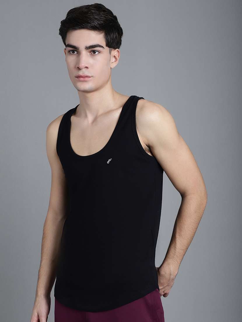 men solid sleeveless vest - 21056045 -  Standard Image - 1