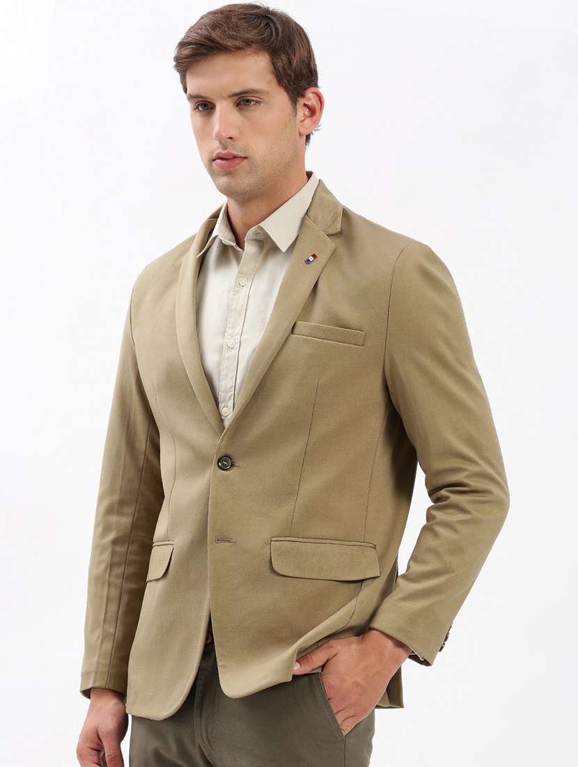men notched lapel neck solid single breasted casual blazer - 21056091 -  Standard Image - 1